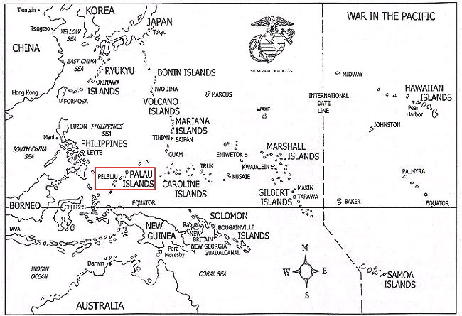 Battle of Peleliu: Location of the Palau Islands 