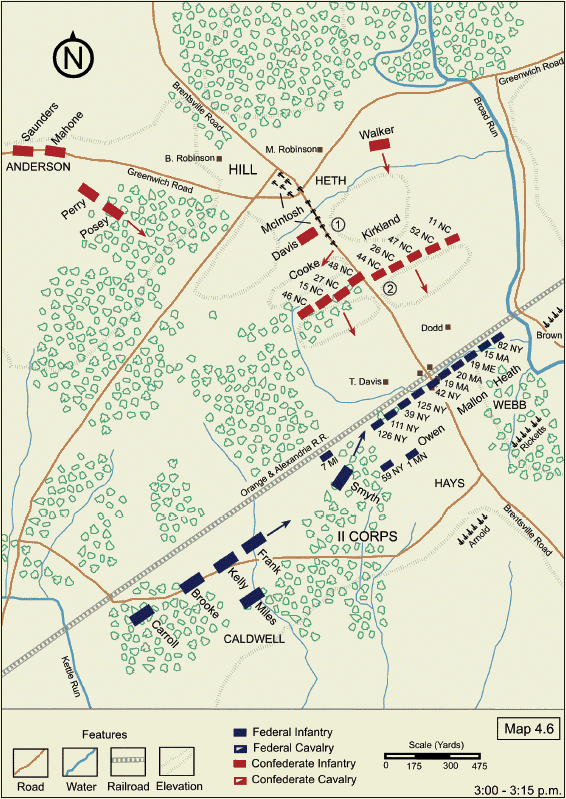 Bristoe Station Map 6: Cooke and Kirkland Attack 