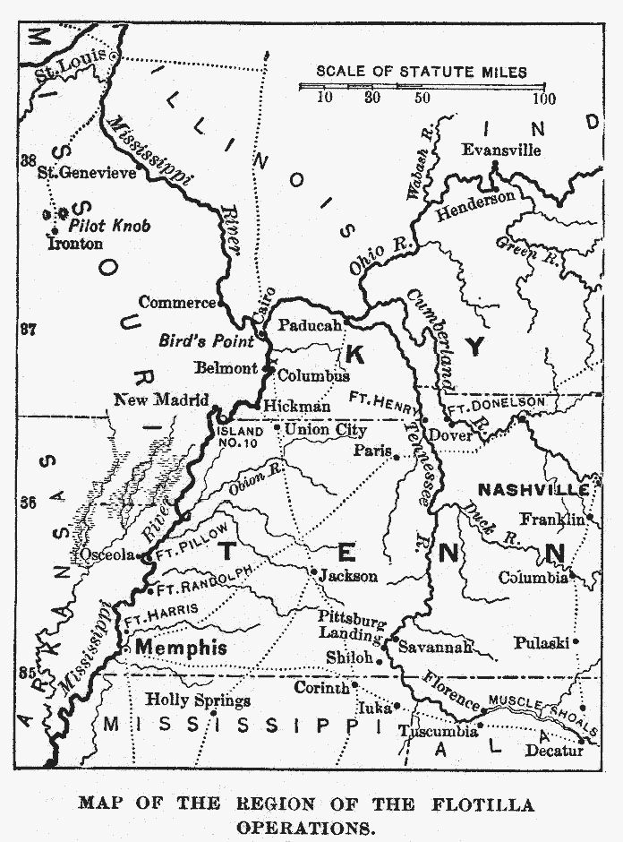 Map of the region of operations of the Union river flotilla in 1861-3