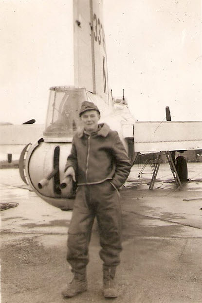 'Locksted' in front of Cheyenne tail turret of B-17G 