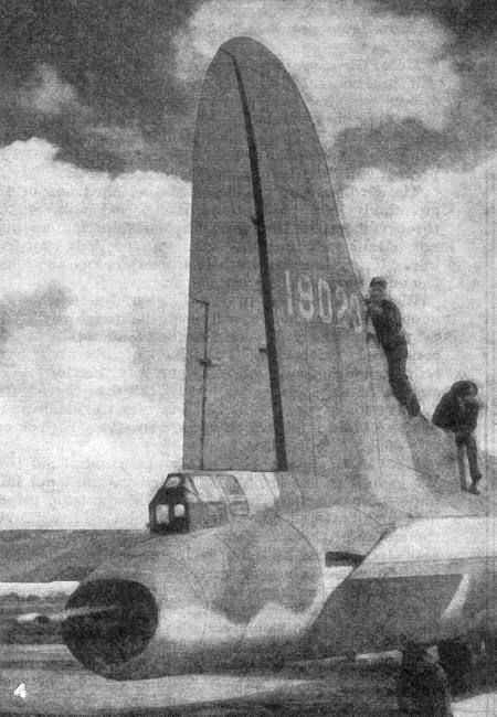 Tail of a B-17 showing the rear turret