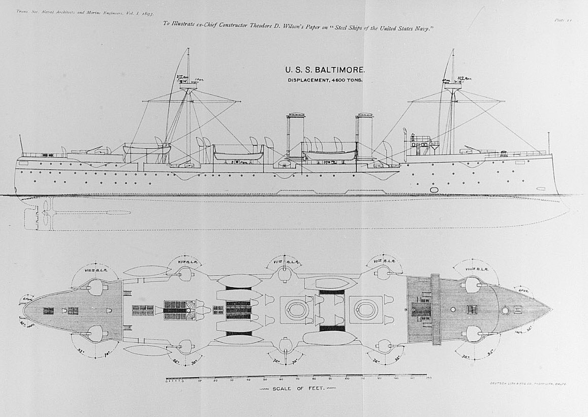 Plans of USS Baltimore (C-3) 