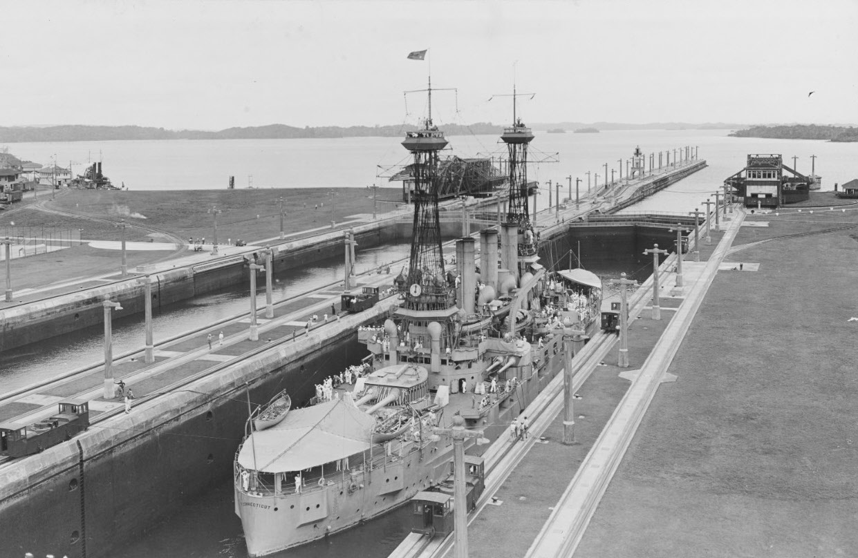 USS Connecticut (BB-18) in Panama Canal, 1920 
