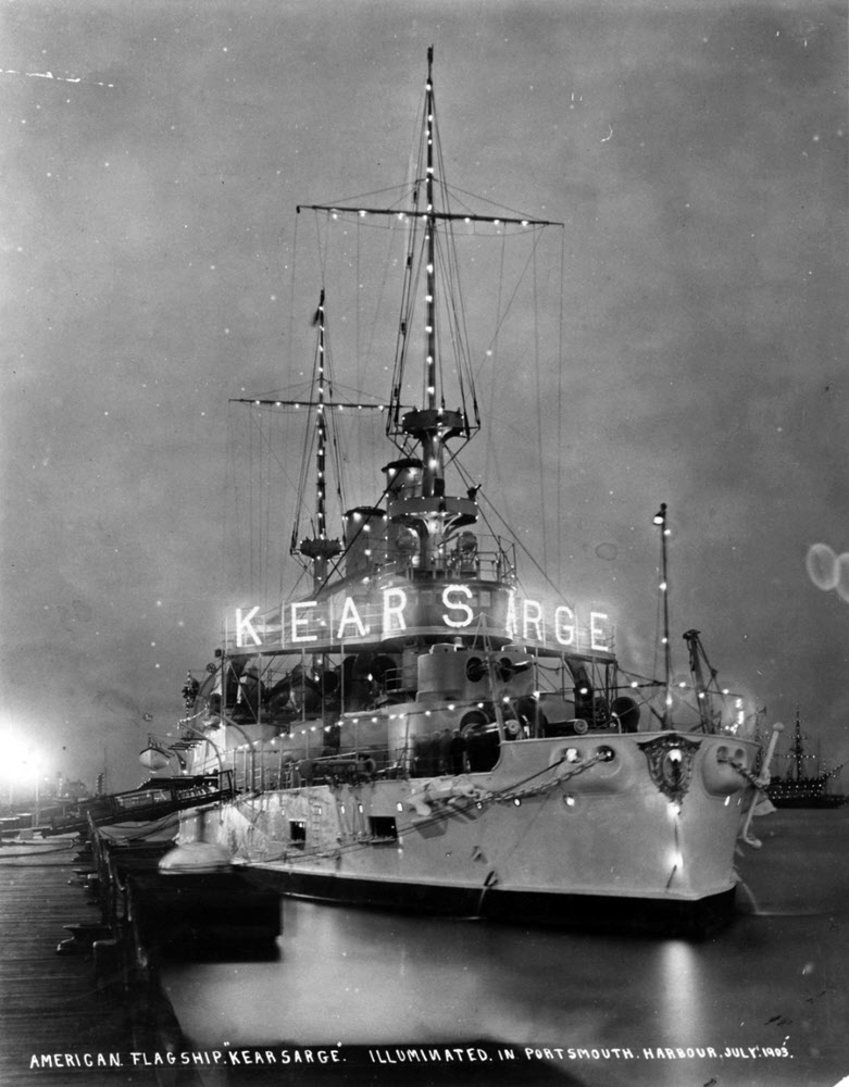 USS Kearsarge (BB-5), lit up at Portsouth, 1903 