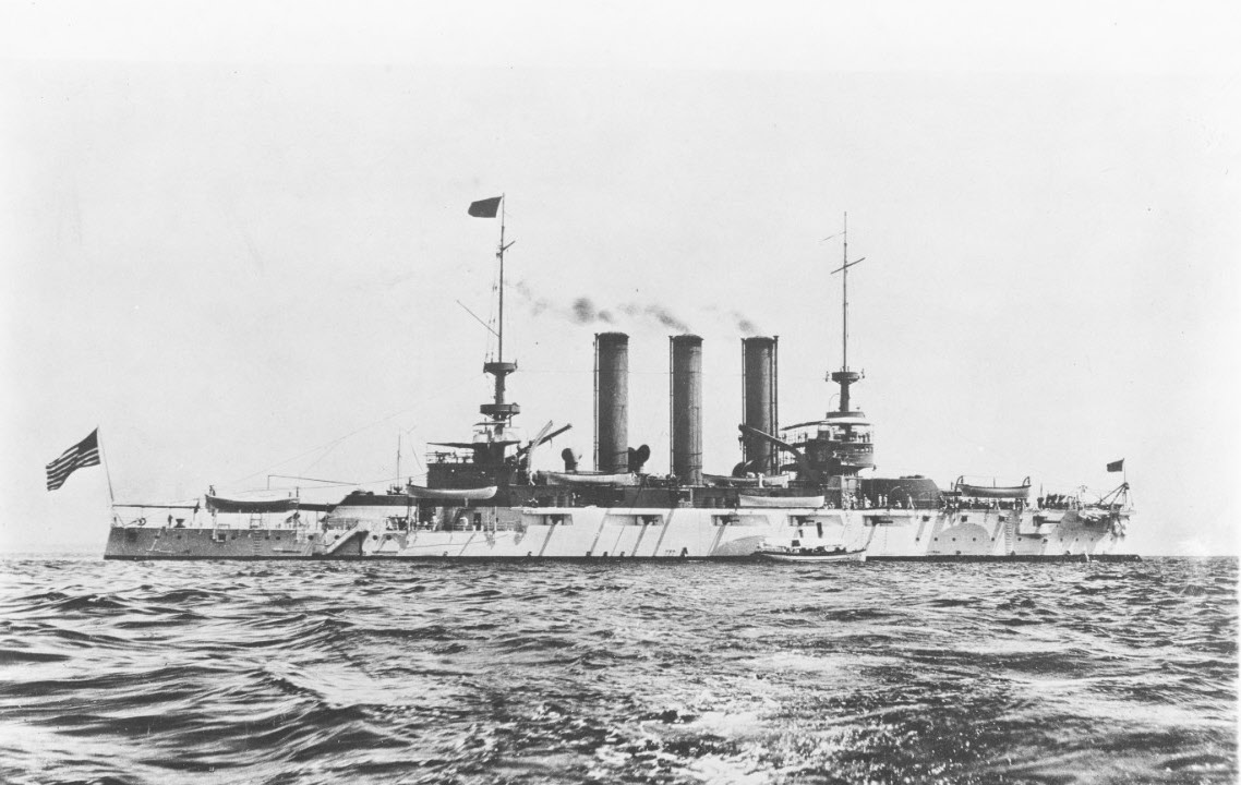 USS Maine (BB-10) with Military Masts 