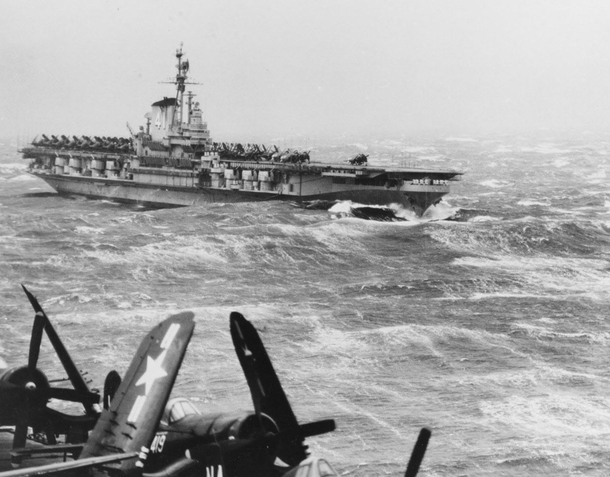 USS Midway (CV-41) in storm off Sicily, 1949 