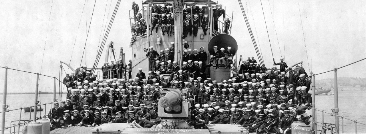 Officers and Crew, USS Minneapolis (C-13), 1920 