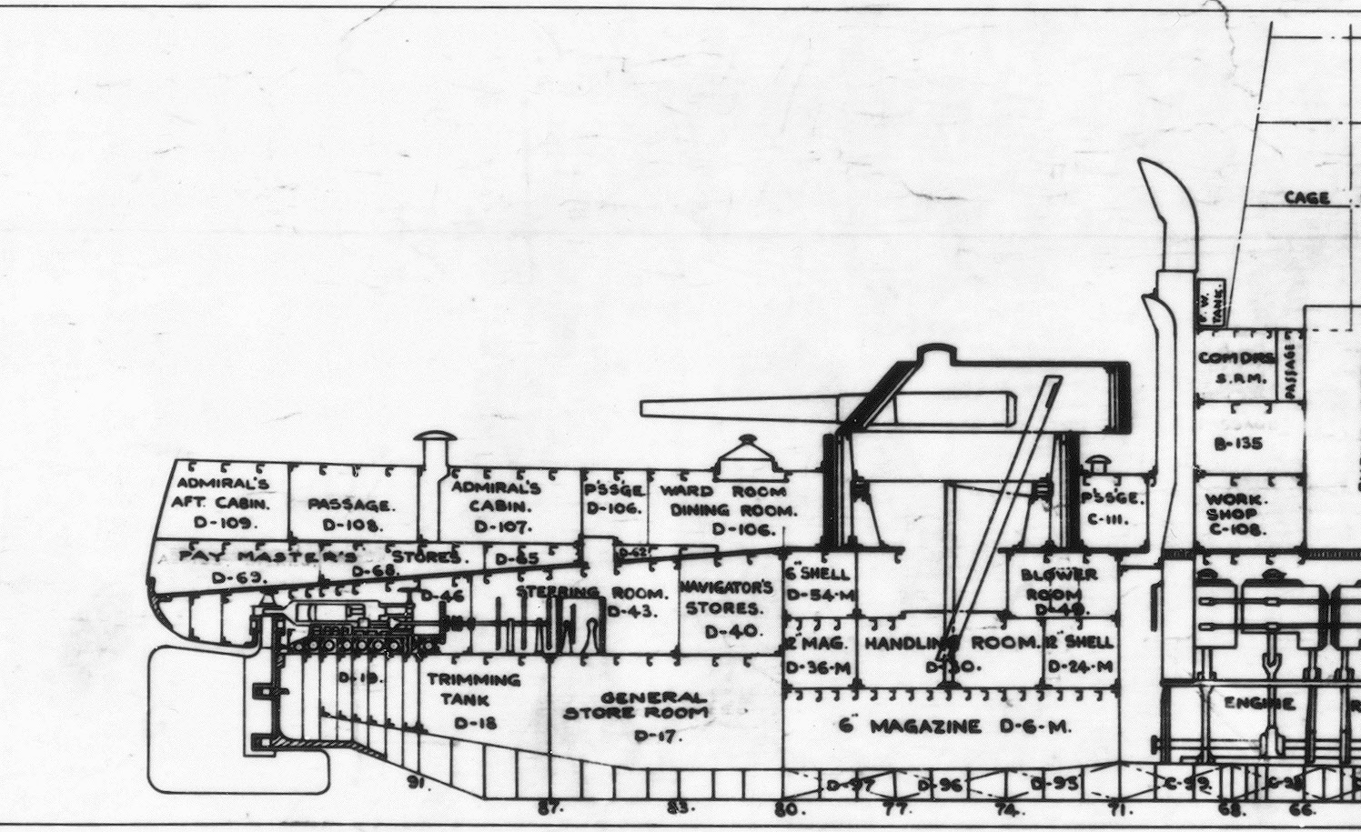 Inboard Profile of stern section of USS Ohio (BB-12)