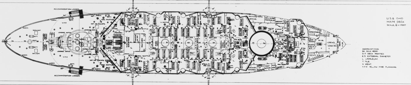 Plan of Main Deck, USS Ohio (BB-12)