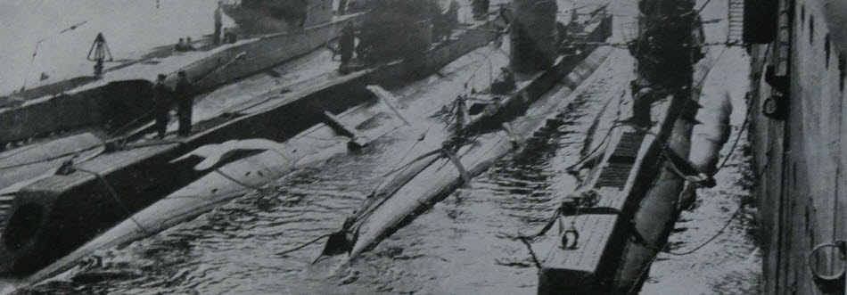 Four British Submarines by Depot Ship, c.1944 