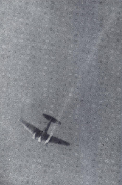 Heinkel He-111 with starboard engine on fire