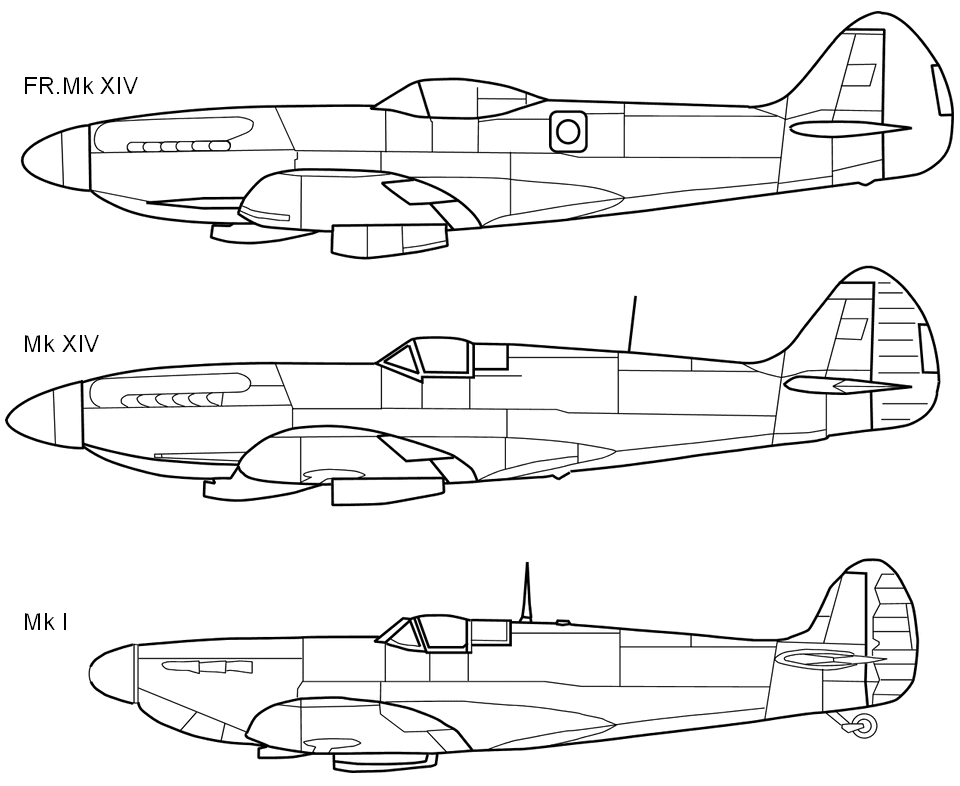plan views of the Spitfire from the side