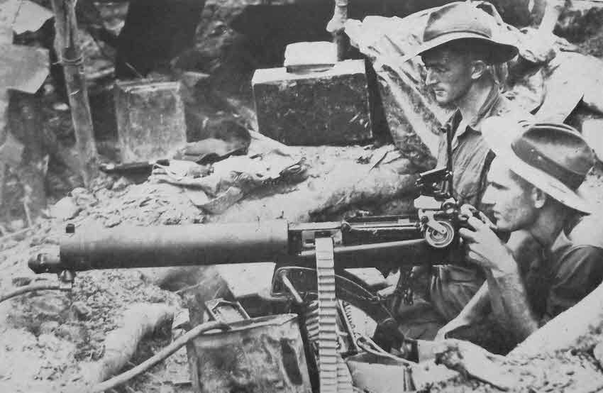 Vickers gun at Wewak, New Guinea 