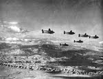 Formation of Lockheed P-38 Lightnings over North Africa 