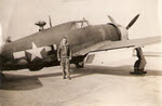 Robert S. Tucker Sr in front of P-47D 'Razerback' Thunderbolt 