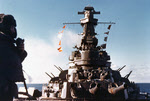 Looking aft from bow, USS Alabama (BB-60) 