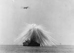 White Phosphorus Bomb explodes on mast top, USS Alabama (BB-8), 1921 