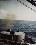 USS Alaska (CB-1) firing 5.25in Guns, 5 February 1945 