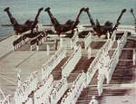 Crew lined up for inspection, USS Antietam (CV-36), 1953 