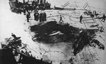 Damage to deck of USS Bunker Hill (CV-17) 