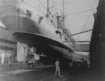 USS Cleveland (C-19) in drydock, 1908 