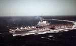 USS Coral Sea (CVA-43) at high speed, Mediterranean, 1955 