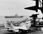 USS Coral Sea (CVA-43) passing USS Ranger (CVA-61), 1965 