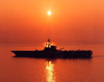 USS Coral Sea (CVA-43) arrives at Palma, Spain, 1989 
