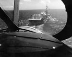 USS Franklin D Roosevelt (CV-42) from A-6 coming in to land 