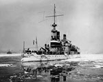 USS Indiana (BB-1) in icy waters 