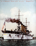 Colour tinted picture of USS Rhode Island (BB-17), c.1907 
