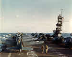 SBDs and F4Fs on USS Santee (CVE-28) during Operation Torch 
