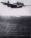 Grumman Avenger dropping torpedo at Bougainville 