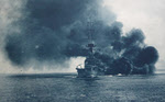 HMS Colossus fires broadside 