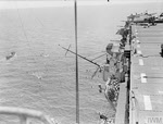 Crew of HMS Pursuer swimming, August 1944 