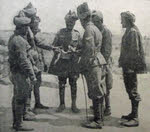 Indian Troops examine shell fragment, Gallipoli 