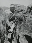 German soldier with Panzerschreck in slit trench 