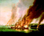 French ships burning at Saint Vaast le Hougue, 1692 (1 of 2)