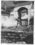 Captain Harold C. James, USAAF, at the temple gates, Kunming (2 of 2) 